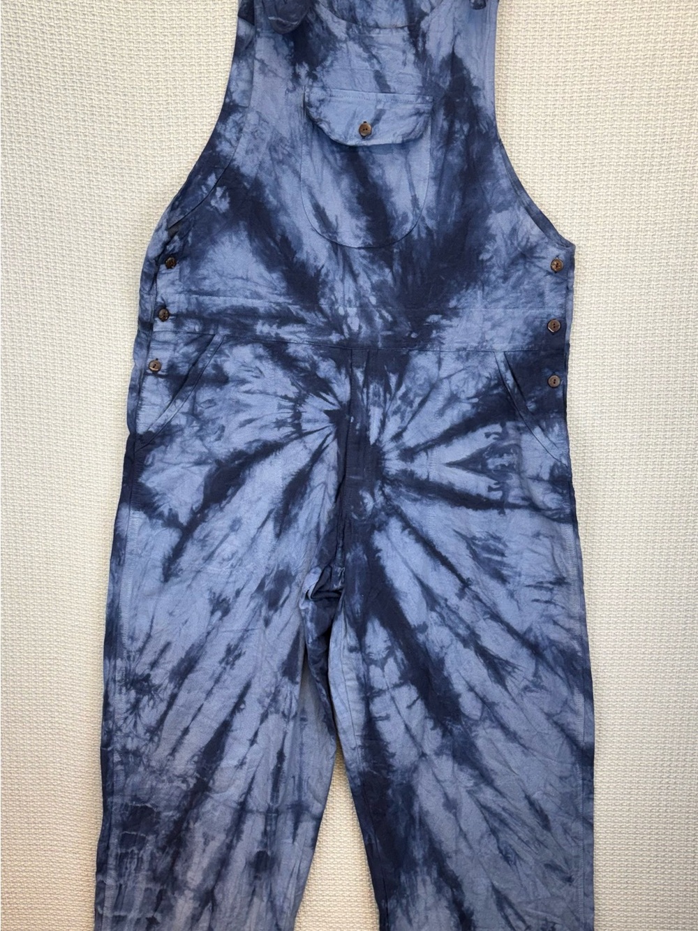 Earthbound Trading Cotton Overalls Tie Dye Pockets L Hippie Bohemian Indie Artsy